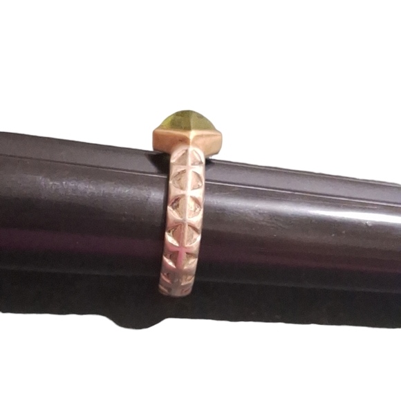 Jane Bohan 18k & 925 With Peridot Modernist Geometric Triangle Design Ring Sz 7 - Picture 4 of 9